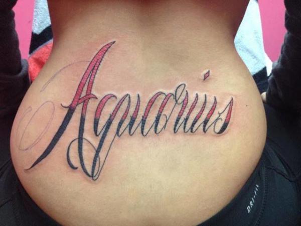 Aquarius tattoo lettering