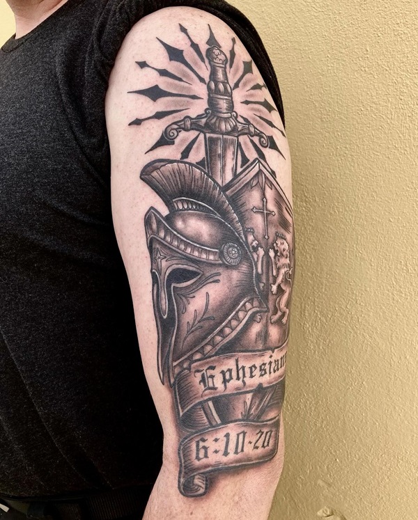 Armor of god Helmet tattoo