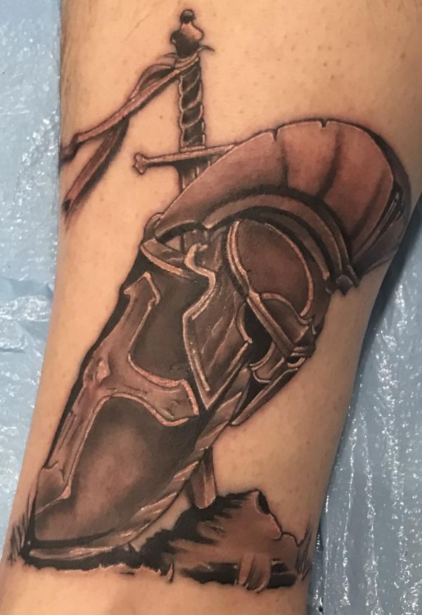 Armor of god with sword tattoo
