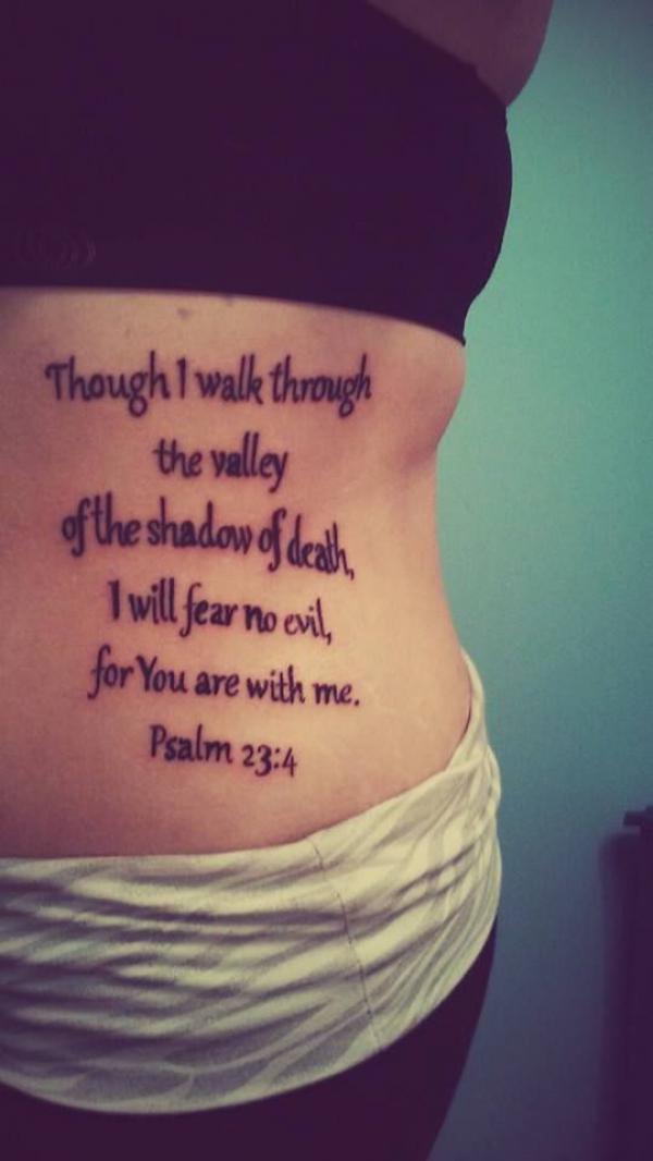 Bible psalm 23 4 verse tattoo side