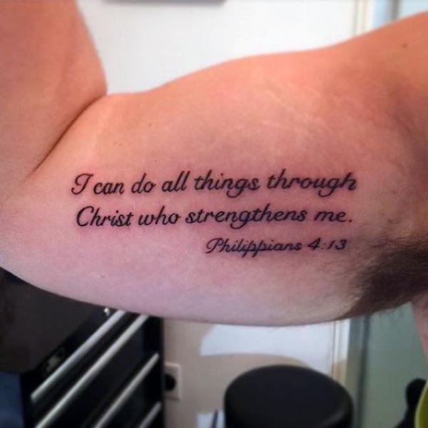 Bicep philippians 4 13 tattoo