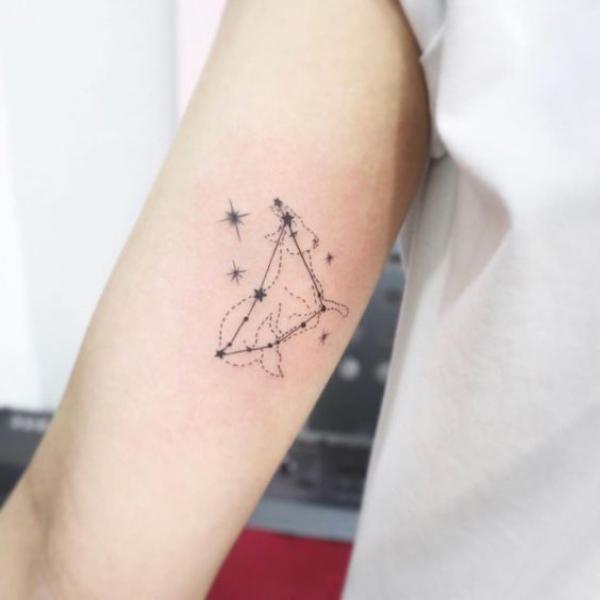 Capricorn constellation goat outline tattoo
