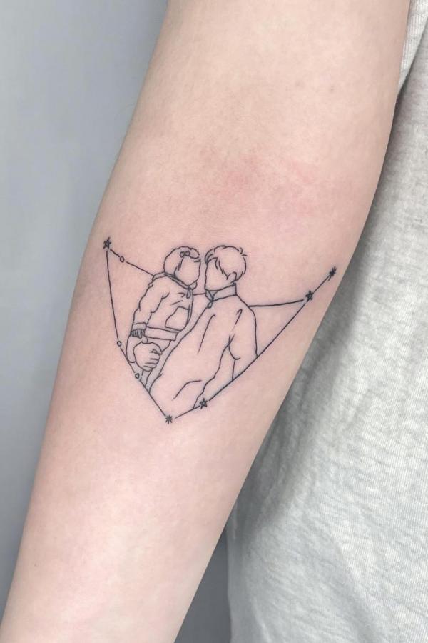 Capricorn constellation man outline tattoo