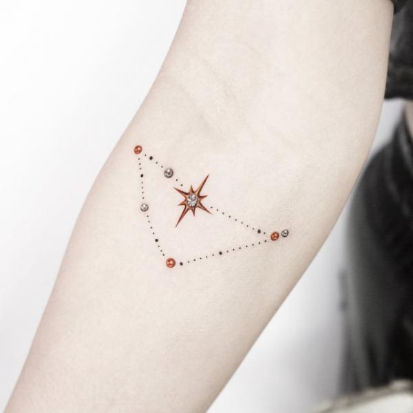 Capricorn constellation with star tattoo