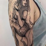 Capricorn sea goat woman and Zodiac wheel tattoo half sleeve