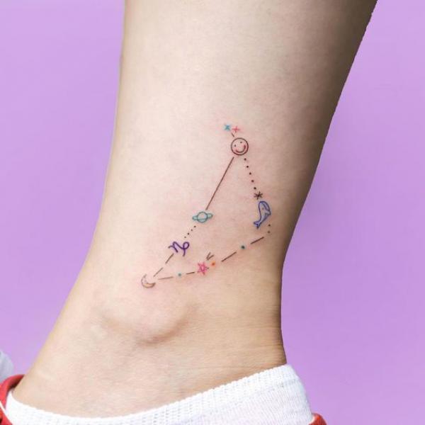 Capricorn signs constellation ankle tattoo
