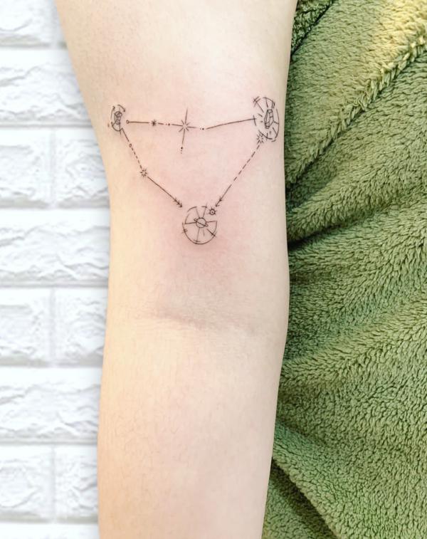 Dainty Capricorn constellation tattoo forearm