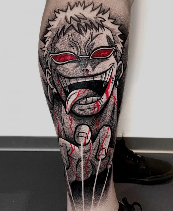 Doflamingo one piece tattoo calf
