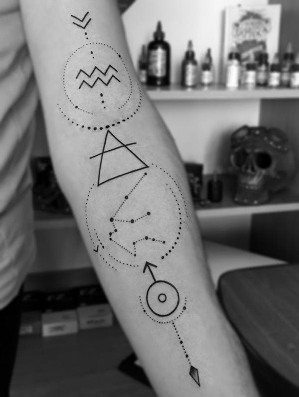 Geometric Aquarius tattoo sleeve