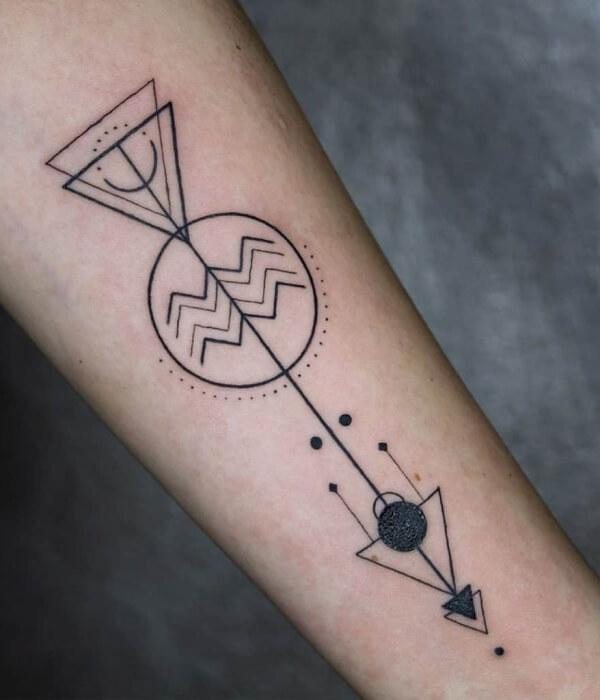 Geometrica Aquarius and Sagittarius tattoo