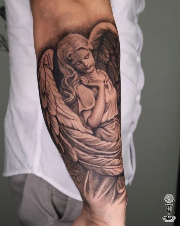 Guardian angel tattoo forearm