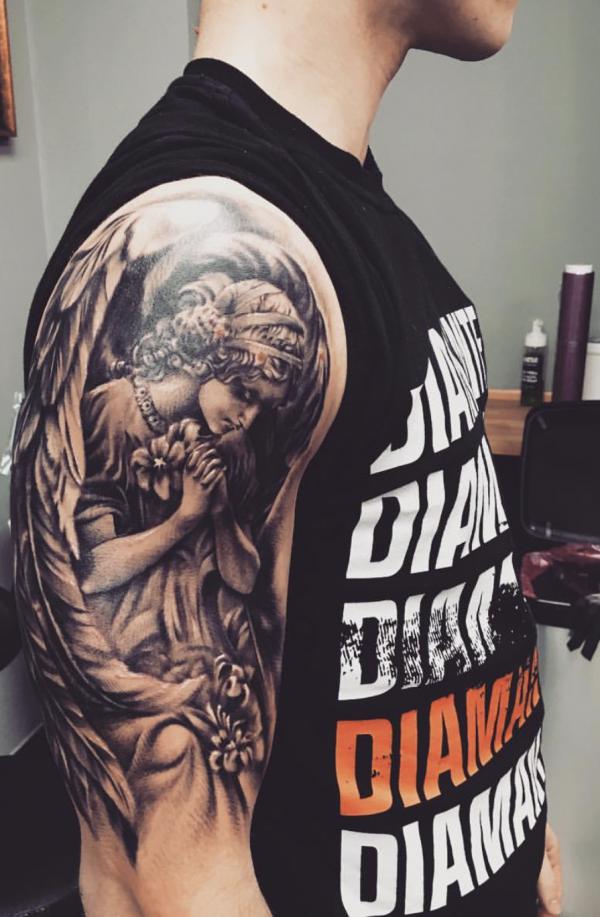 Guardian angel tattoo half sleeve