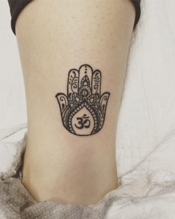 Hamsa Hand with OM tattoo