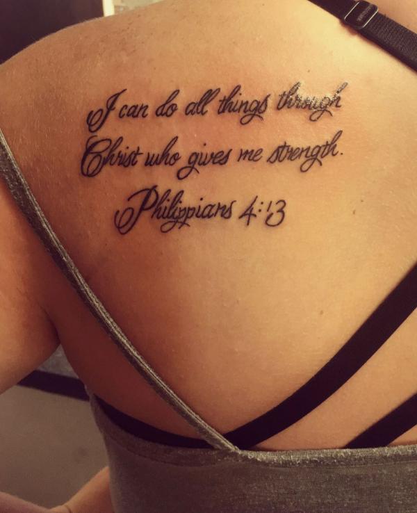 I can do all things through Christ who give me strength philippians 4 13 tattoo shoulder blade