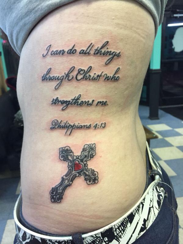 I can do all things through Christ who strength me philippians 4 13 cross tattoo