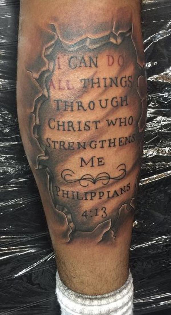 I can do all things through Christ who strengthens me philippians 4 13 tattoo calf