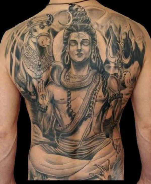 Lord Shiva back tattoo