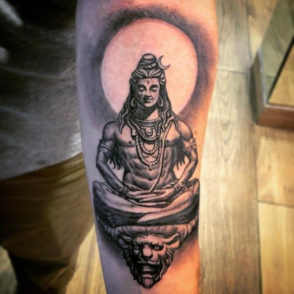 Lord Shiva with sun tattoo