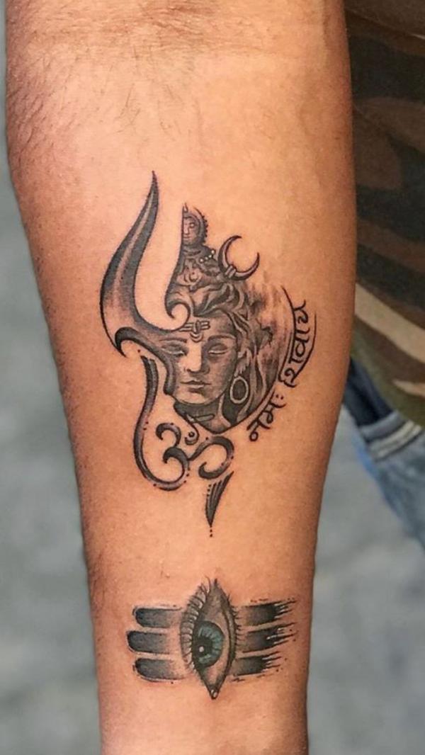 Shiva jagua tattoo with third eye, Om, Trident and tribal band #shiva ... |  TikTok