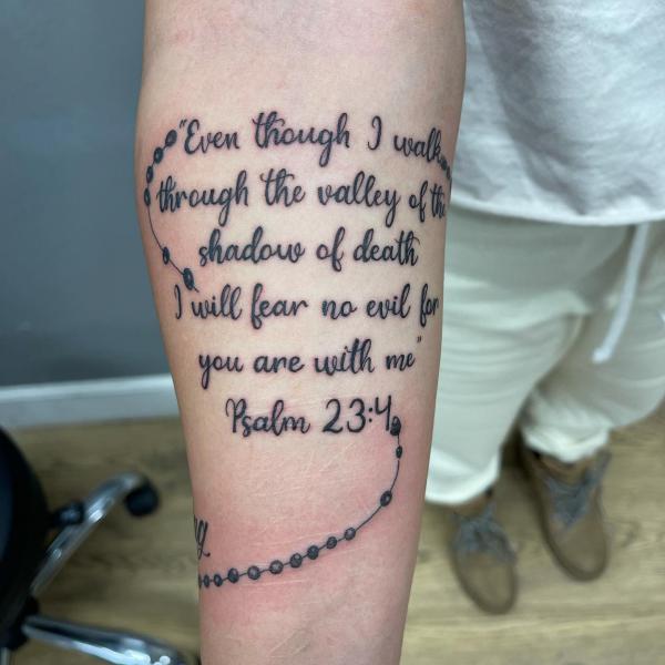Psalm 23 4 forearm tattoo