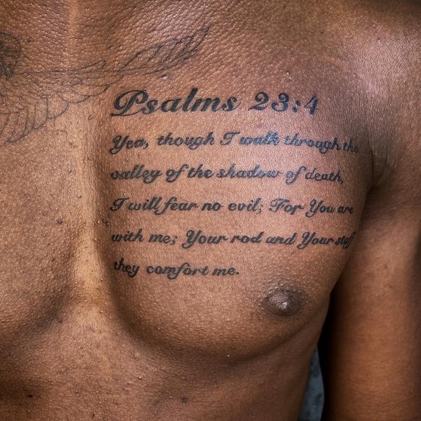 Psalm 23 4 tattoo chest