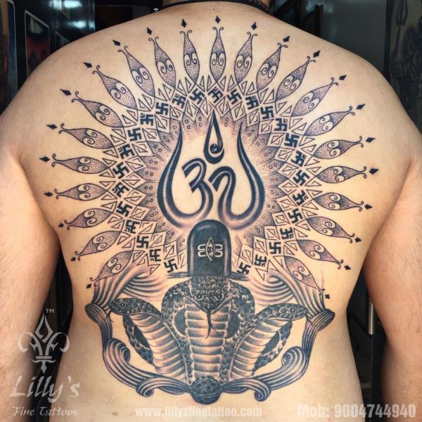 Serpent Shiva back tattoo
