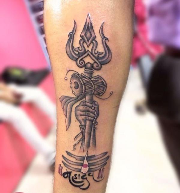 Shiva trishul tattoo half sleeve