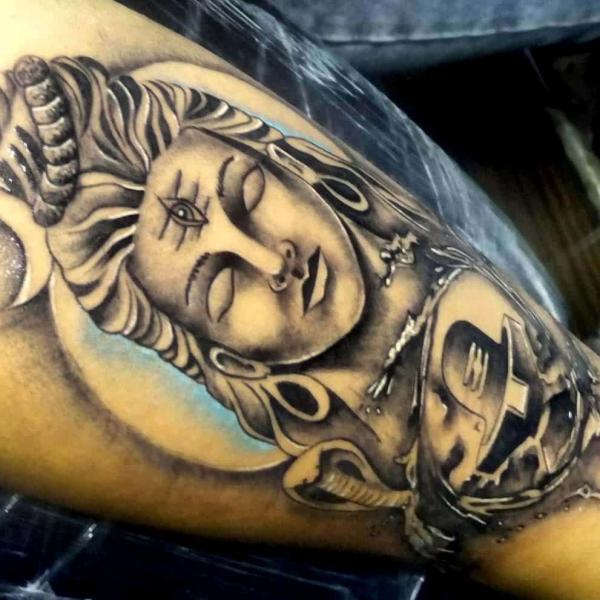 Shiva trishul with the third eye tattoo half sleeve
