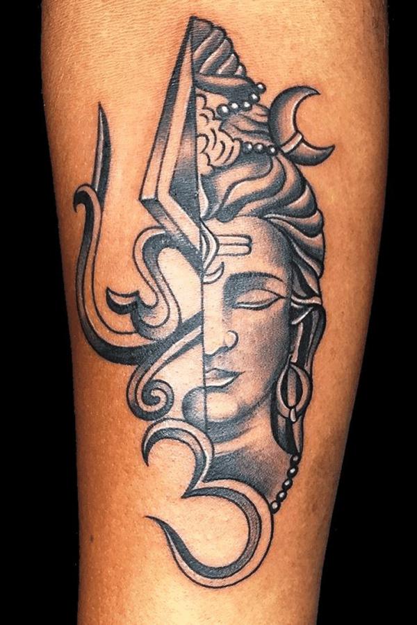 Shiva with trishul tattoo forearm