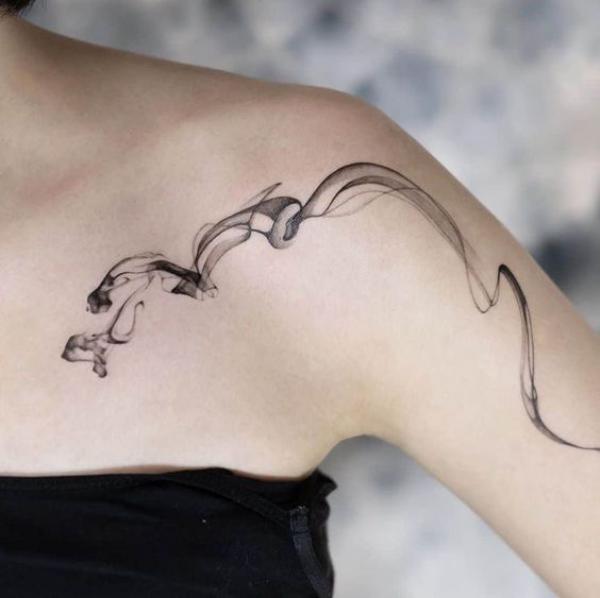 Simple smoke shoulder tattoo