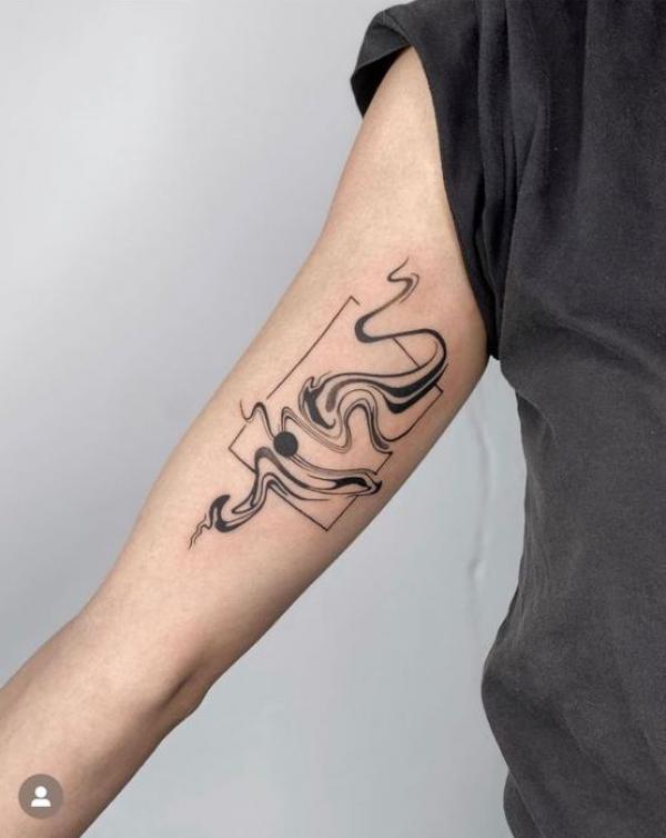 Smoke bicep tattoo