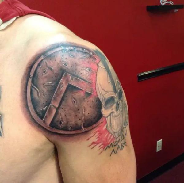 Spartan Shield Tattoo shoulder