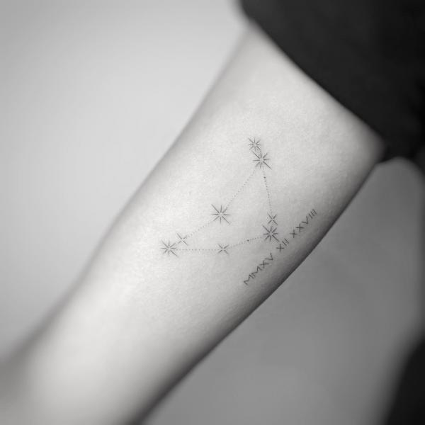 Stars Capricorn constellation with Roman numerals tattoo