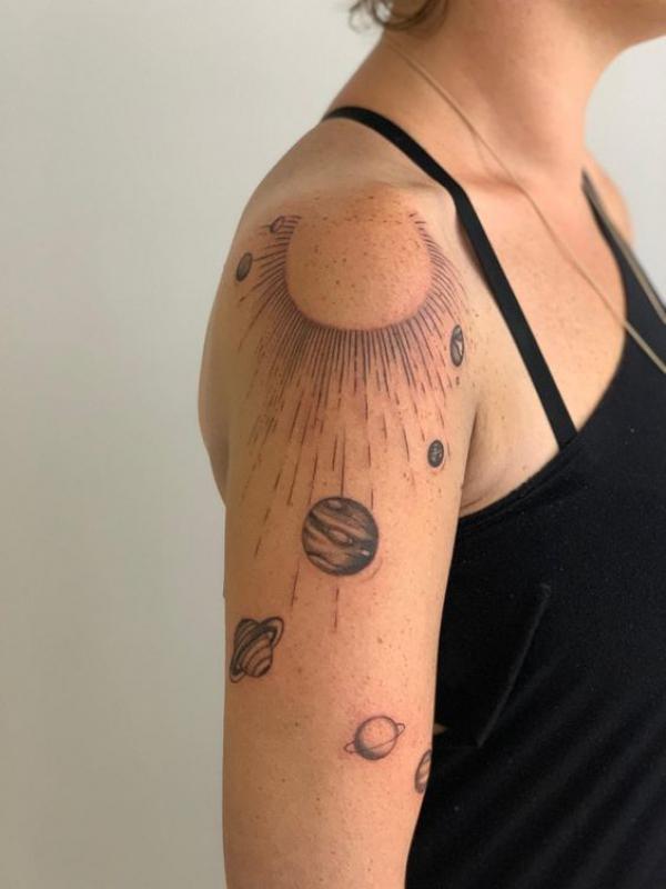 Sun and earth planets tattoo