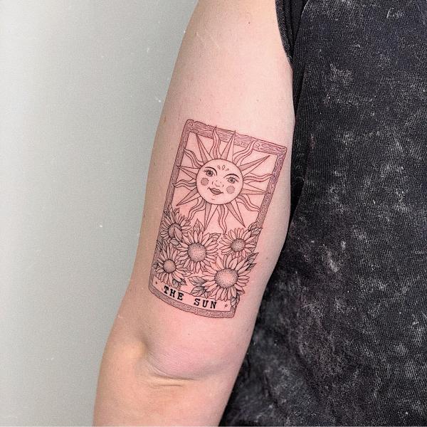 The sun and sunflower card tattoo
