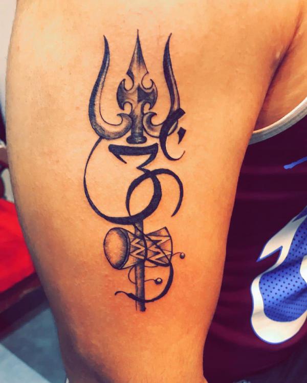 Trishul with damru and mahakal calligraphy tattoo. by rtattoostudio98211 on  DeviantArt