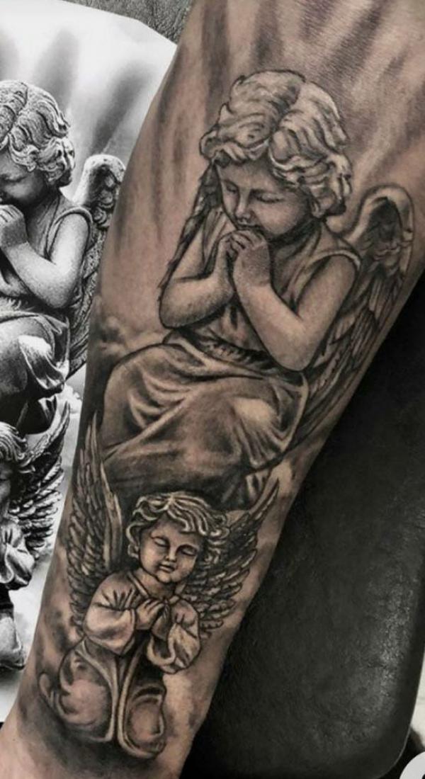 Two cherub Guardian angels tattoo