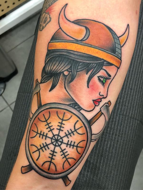 Viking Helm of awe shield maiden tattoo