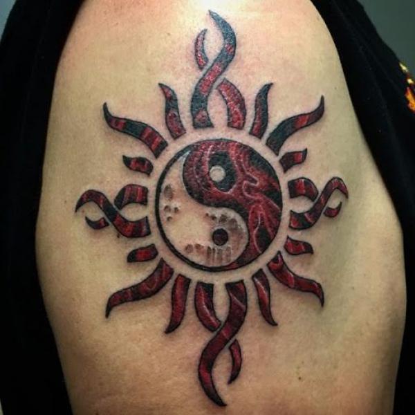 Yin Yang Godsmack sun tattoo