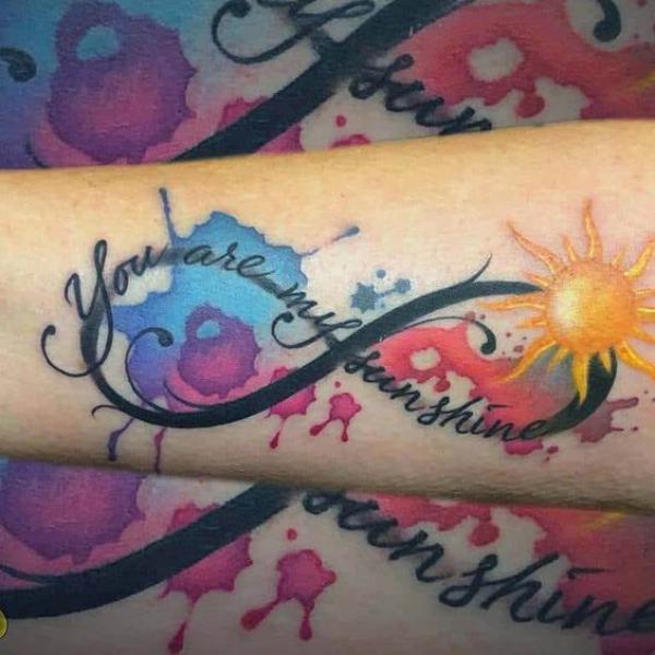 You are my sunshine infinity tattoo watercolor