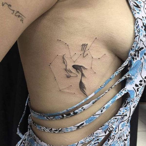 Zodiac signs and constellation side boob tattoo