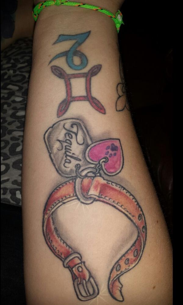capricorn and gemini with dog tag tattoo
