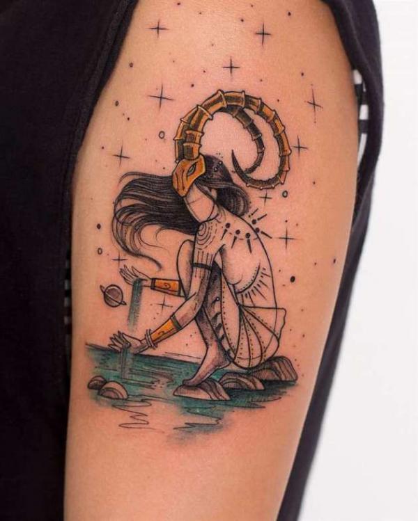 capricorn woman with stars tattoo