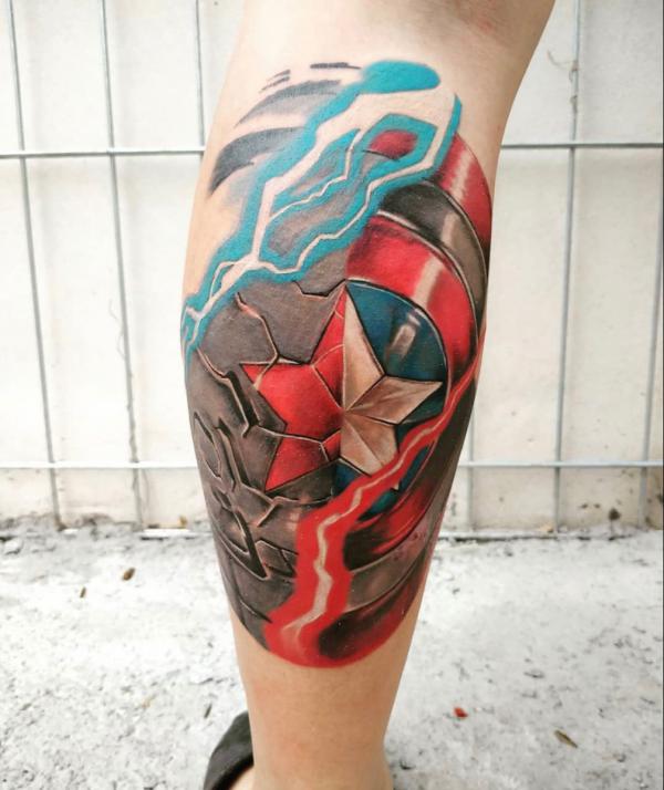 captain america shield and lightning tattoo