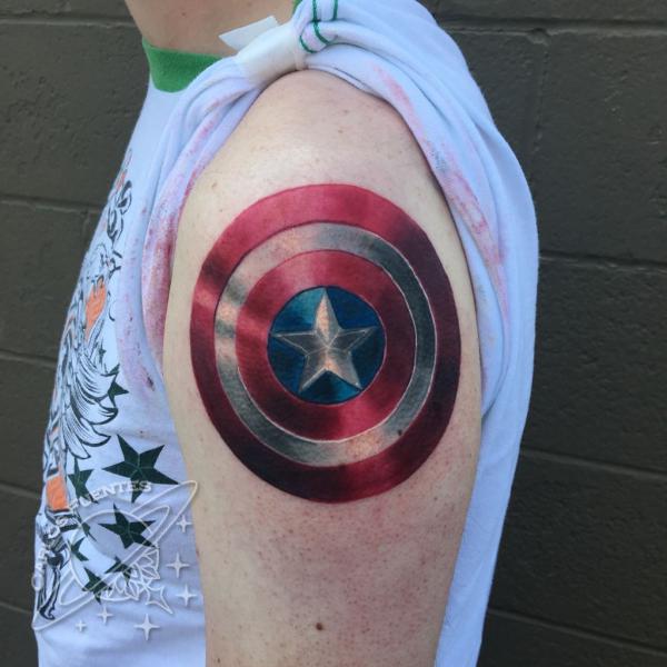 captain america shield tattoo shoulder