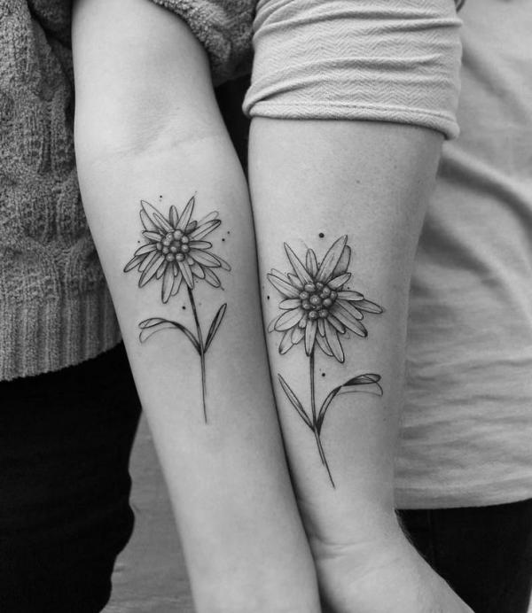 edelweiss matching tattoos for couple
