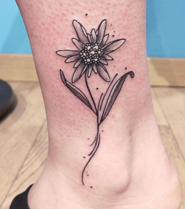 edelweiss tattoo above ankle