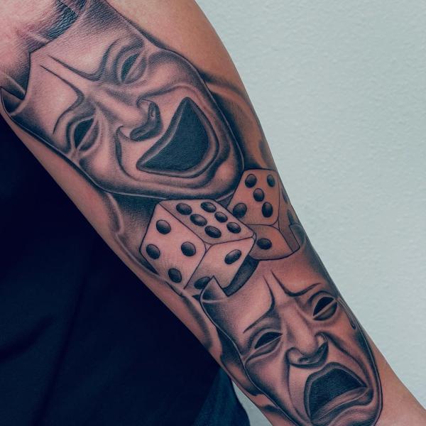 laugh now cry later and dices tattoo