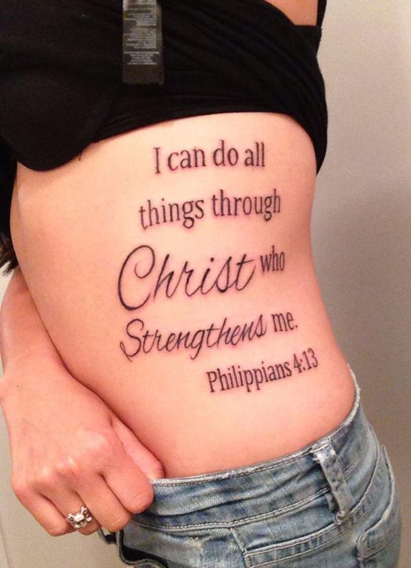 philippians 4 13 Bible verse side tattoo