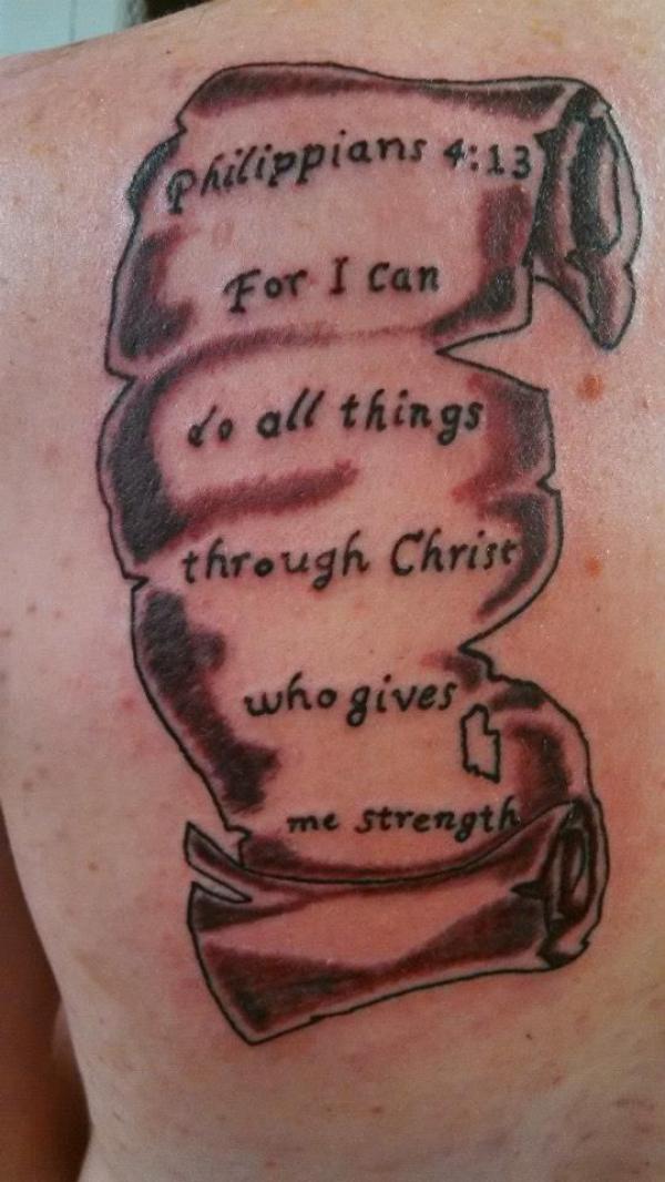 philippians 4 13 bible verse back tattoo
